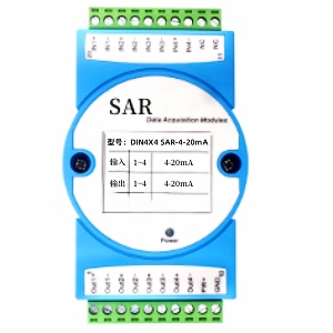 DIN4X4 SAR四进四出三进三出无源4-20ma信号隔离变送器